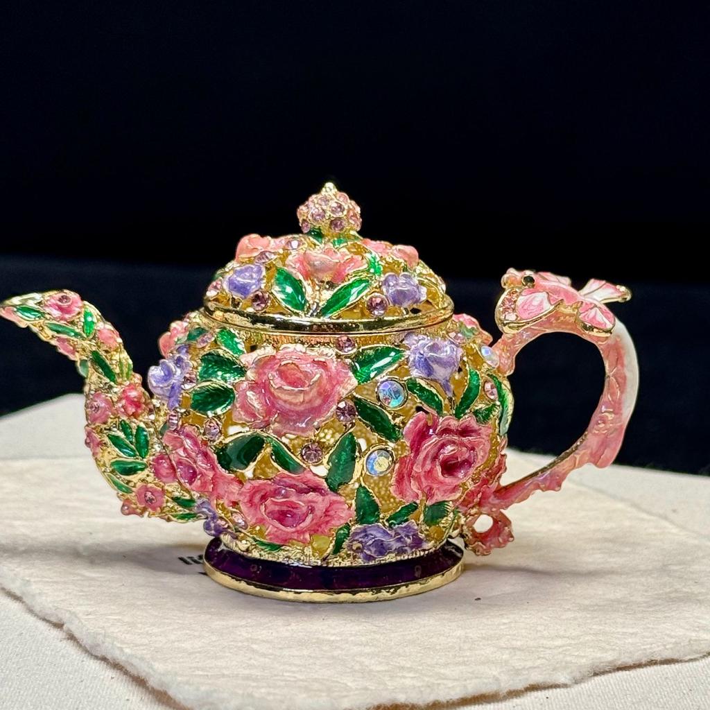 Chińskie Retro Pastoralny Styl Emaliowane Pudełko na Biżuterię Rękodzieło Dekoracja Domu Czajnik Mała Ozdoba Pudełko na Biżuterię