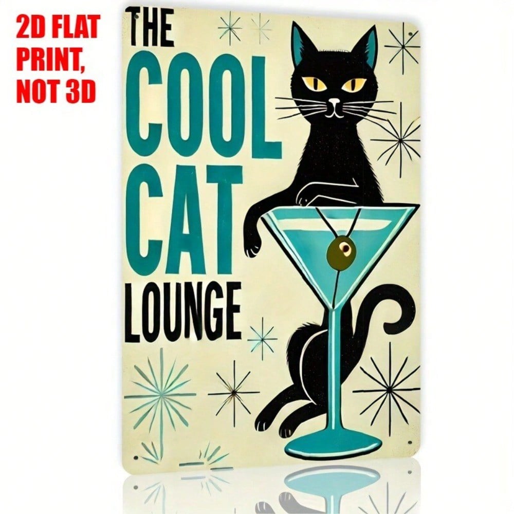Vintage Bad Kitty Cat Metal Wall Sign Retro Bar Decor Art 20x30
