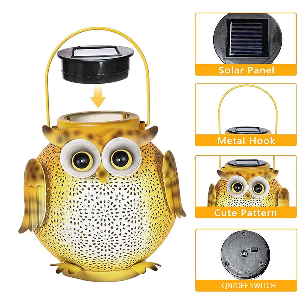 Iron Art Garden Decorative Light 600mAh Hollow Owl Shape Light Warm Light Villa Garden Decoration Lamp Landscape Atmosphere Lamp