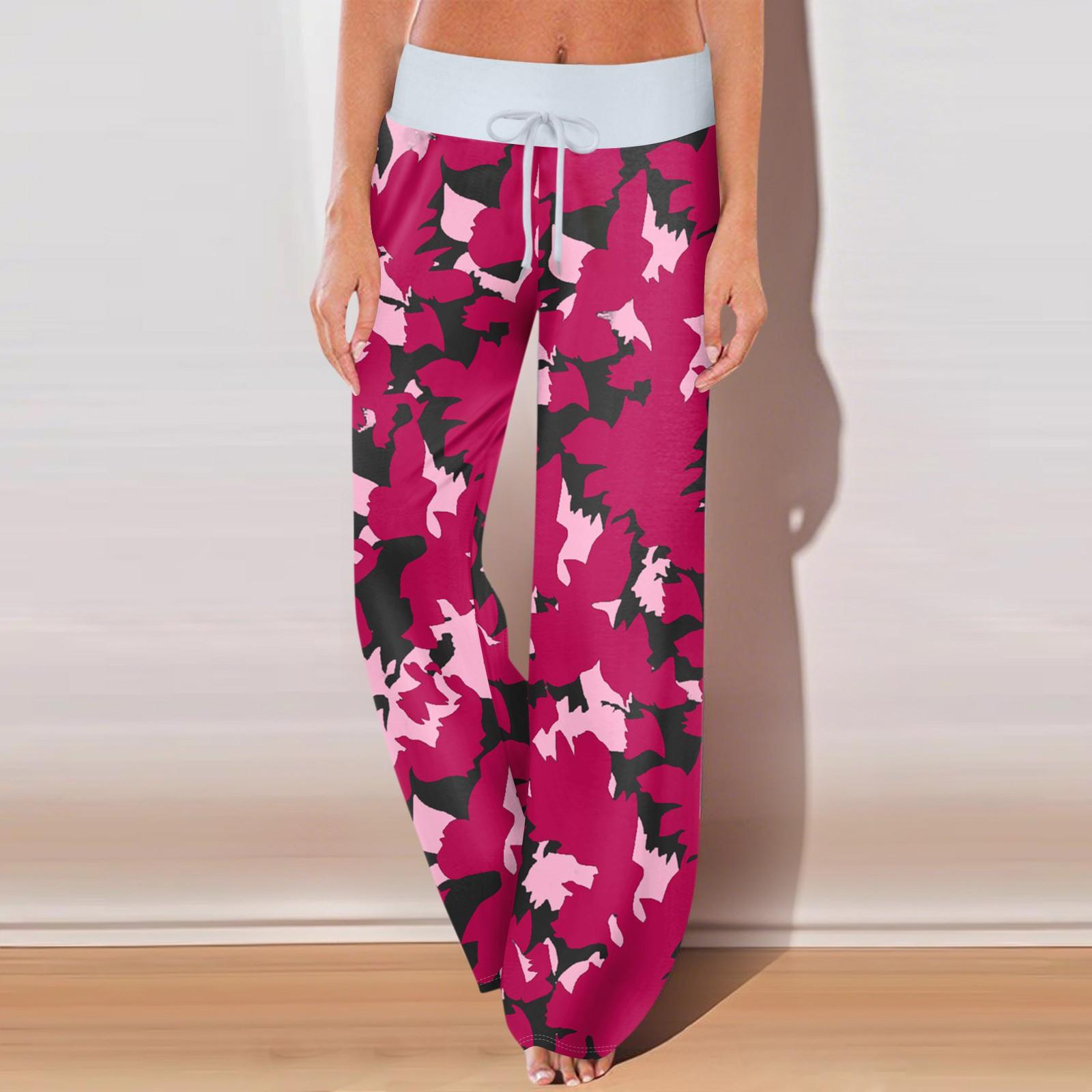 

Женские повседневные спортивные брюки с винтажным принтом, пижамные брюки с карманами XXL горячий розовый
