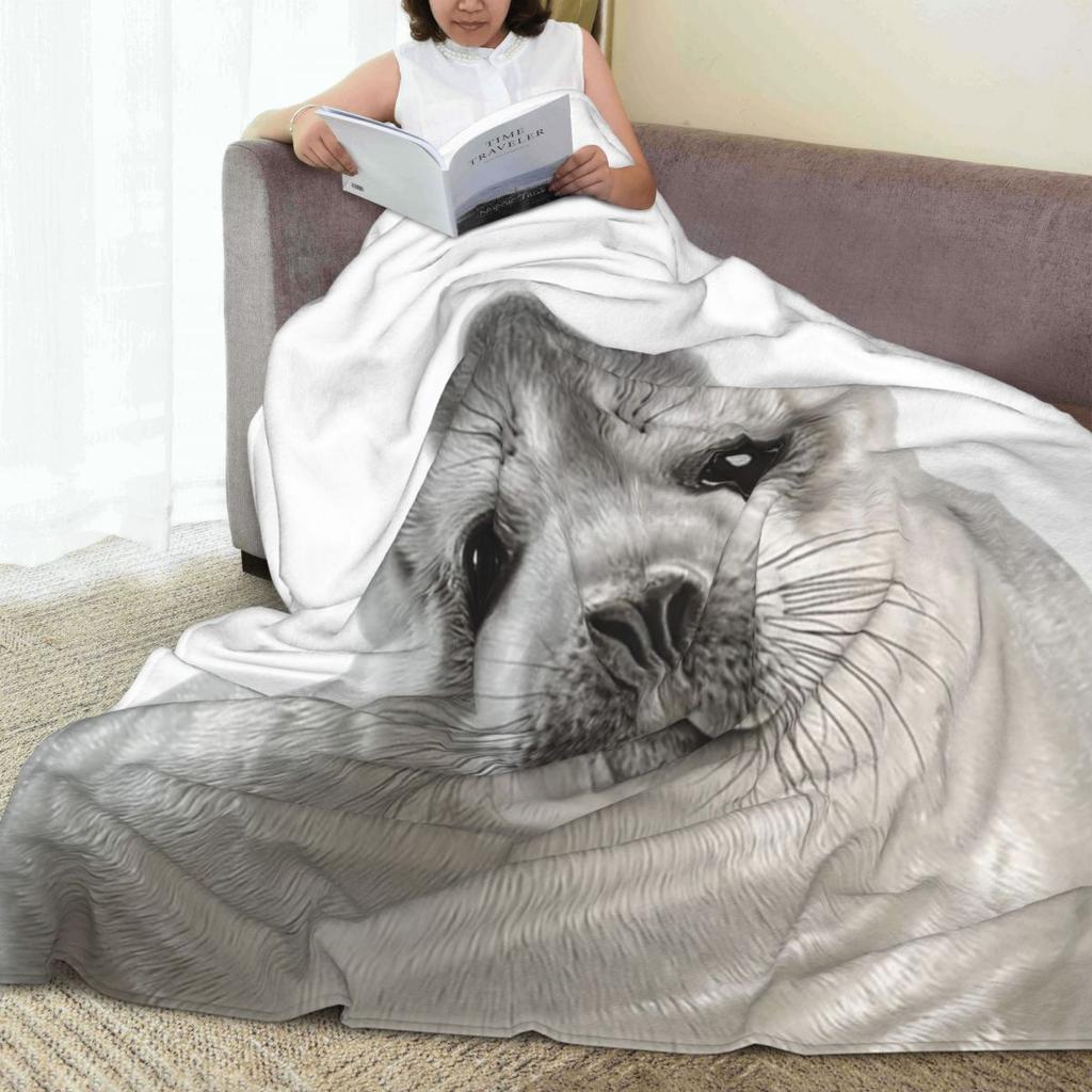 Adorable Baby Seal Blankets Flannel Sofa Throw Blanket Super Soft for Home Bedroom Office Throws Bedspread Quilt