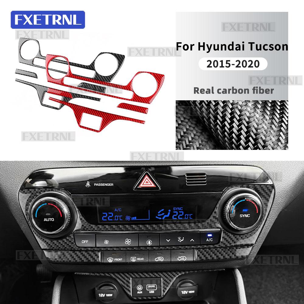 Real Soft Carbon Fiber Sticker for Hyundai Tucson TL/TLE 2015 2016 2017 2018 2019 2020 Interior Center Air Conditioning Panel