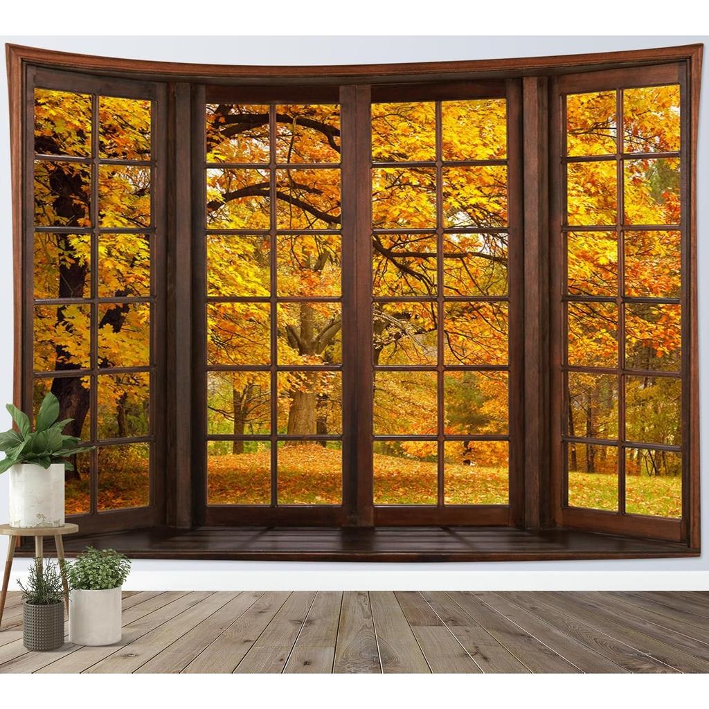 Autumn Hvest Wall Tapestry Orange Maple