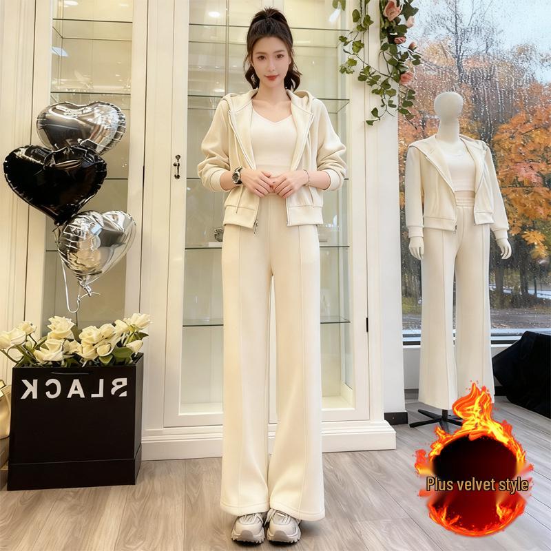 Korean Style Hoodie & Wide-Leg Pants Set - Casual Spring/Autumn Fashion for Women
