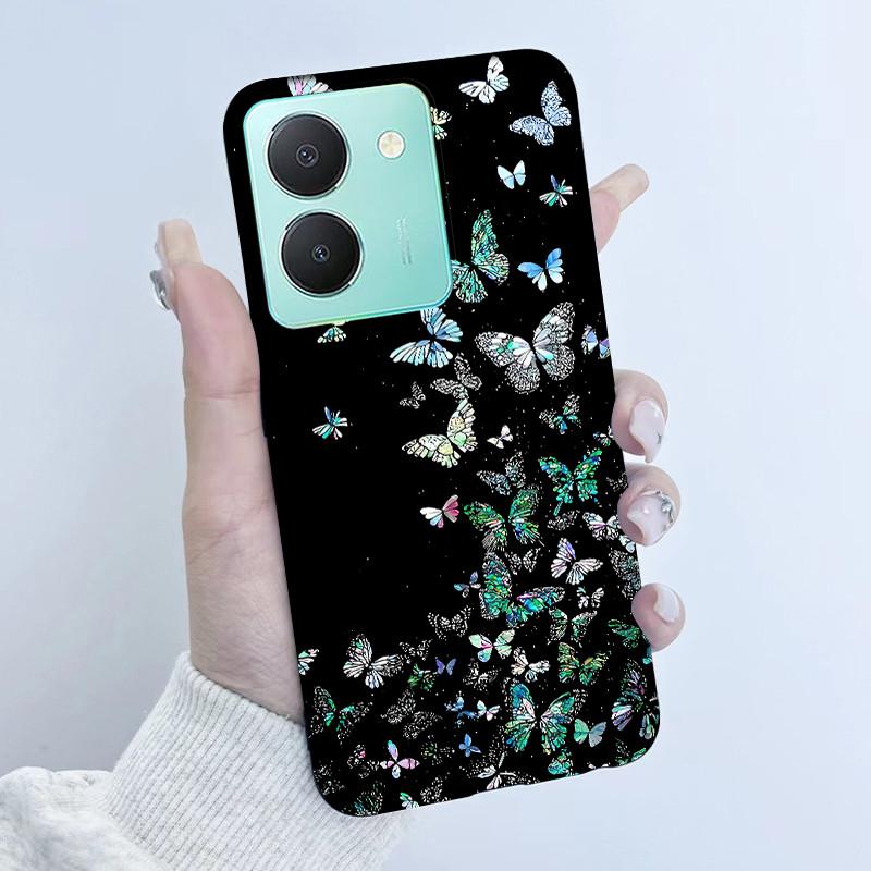 For Vivo Y27s Case Vivo Y36 Russian Cover Beautiful Butterfly Flower Girls Design Bumper Shell For Vivo V2247 V2322 Back Housing