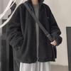 Herbst Winter Herren Mantel Kordelzug Stehkragen Loose Fit Imitation Lammfell Jacke mit Taschen Verdickte warme Oberbekleidung