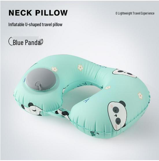 Pressing Inflatable U-Shaped Travel Pillow: Portable Airplane Headrest & Nap Neck Support