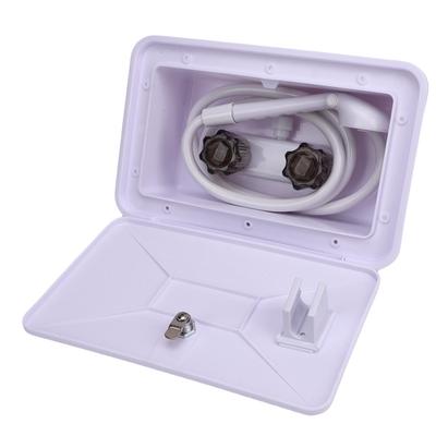 Kit de Boîte de Douche Extérieure pour VR avec Tuyau de 1,5 m, Pommeau de Douche et Robinet de Douche pour Véhicule de Camping, Remorque, Camping-car, Bateau, Fourgonnette