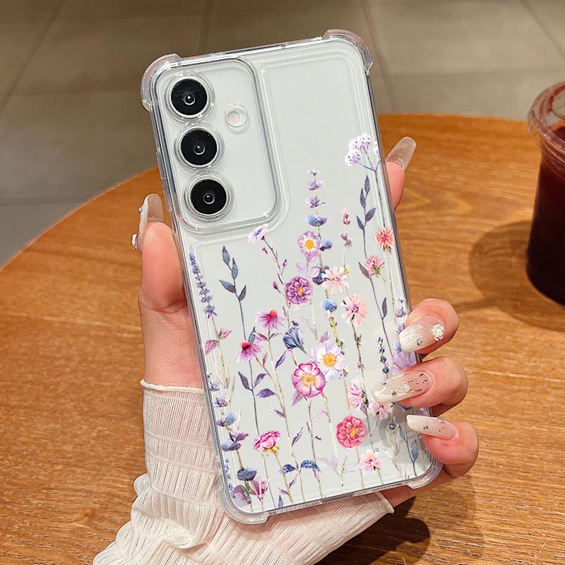 Little Flower Pattern Clear Phone Case For Samsung Galaxy S26 S25 S24 S23 Ultra S22 Plus S21 S24 S25 FE Shockproof Soft Cover