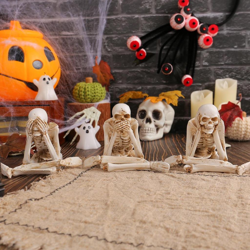 Halloween Skeleton Resin Figurine - Hear No See No Speak No Evil