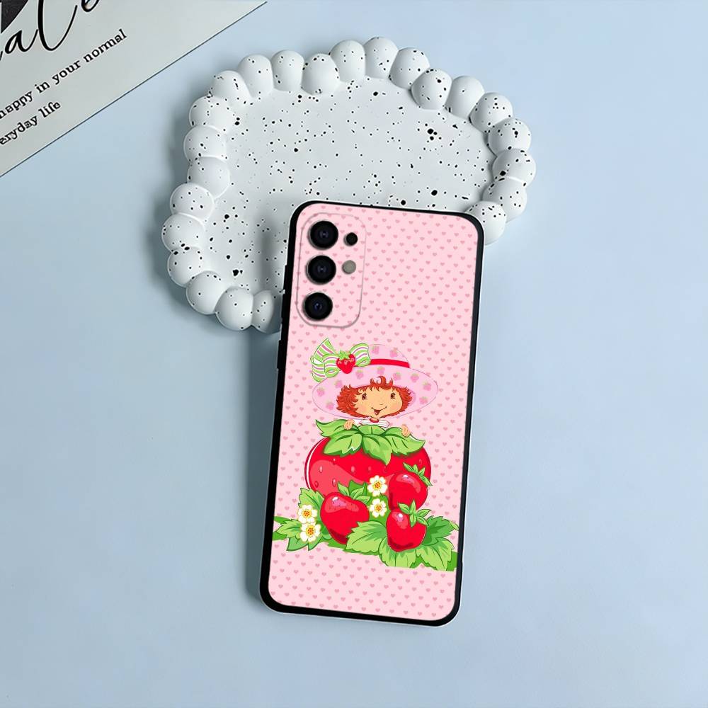Pink S-Strawberry -S-Shortcake Phone Case For Samsung S25,S24,S21,S22,S23,S30,Ultra,S20,Plus,Fe,Lite,Black Soft Silicone