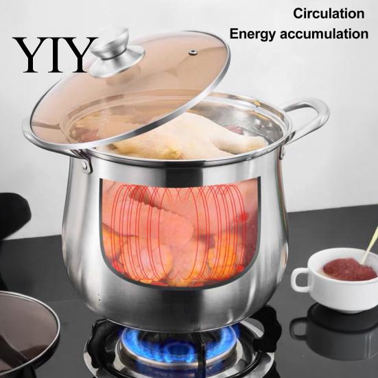 Rust Resistant Kitchenware Extra Tall Stainless Steel Soup Pot with Lid, Durable Kitchen Professional Home Maker Cookware Anti-Scalding Handles, Large
