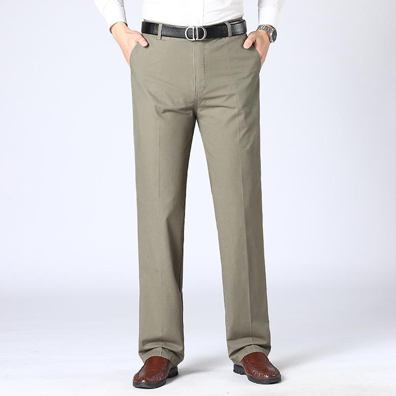 Pantaloni da completo casual sottili da uomo in cotone Pantaloni larghi elasticizzati alla moda classica da lavoro Abbigliamento di marca maschile