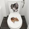 Playful Cat and Mouse Toilet Stickers, Waterproof Removable Self-Adhesive for Bathroom Decor