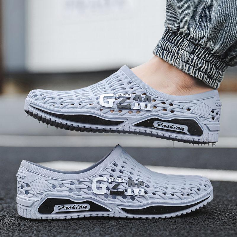 Hole Shoes Men's Breathable Anti-slip Waterproof Thick Bottom Beach Shoes Men's Wear-resistant Soft Sole Sandals