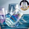 6pcs/lot Whiskey Glass Diamond Crystal Wine Glass Cup Golden Transparent Coffee Mug Cup Milk Tea Mugs Beer Glass Bar Drinkware