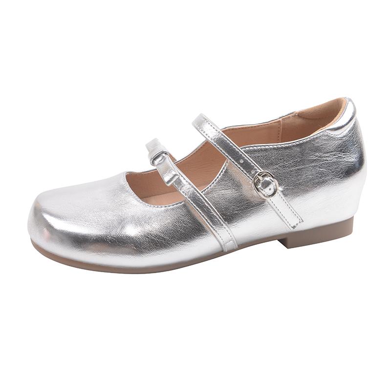 

Bright Leather Bow Slip Single Shoes Summer New Round Toe Shallow Mouth Slip Strap Soft Sole Non-Slip Low Top Shoes 40 чорний