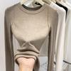 Women's Slim Fit Brushed Cotton Fleece Long Sleeve Base Layer Top for Autumn/Winter
