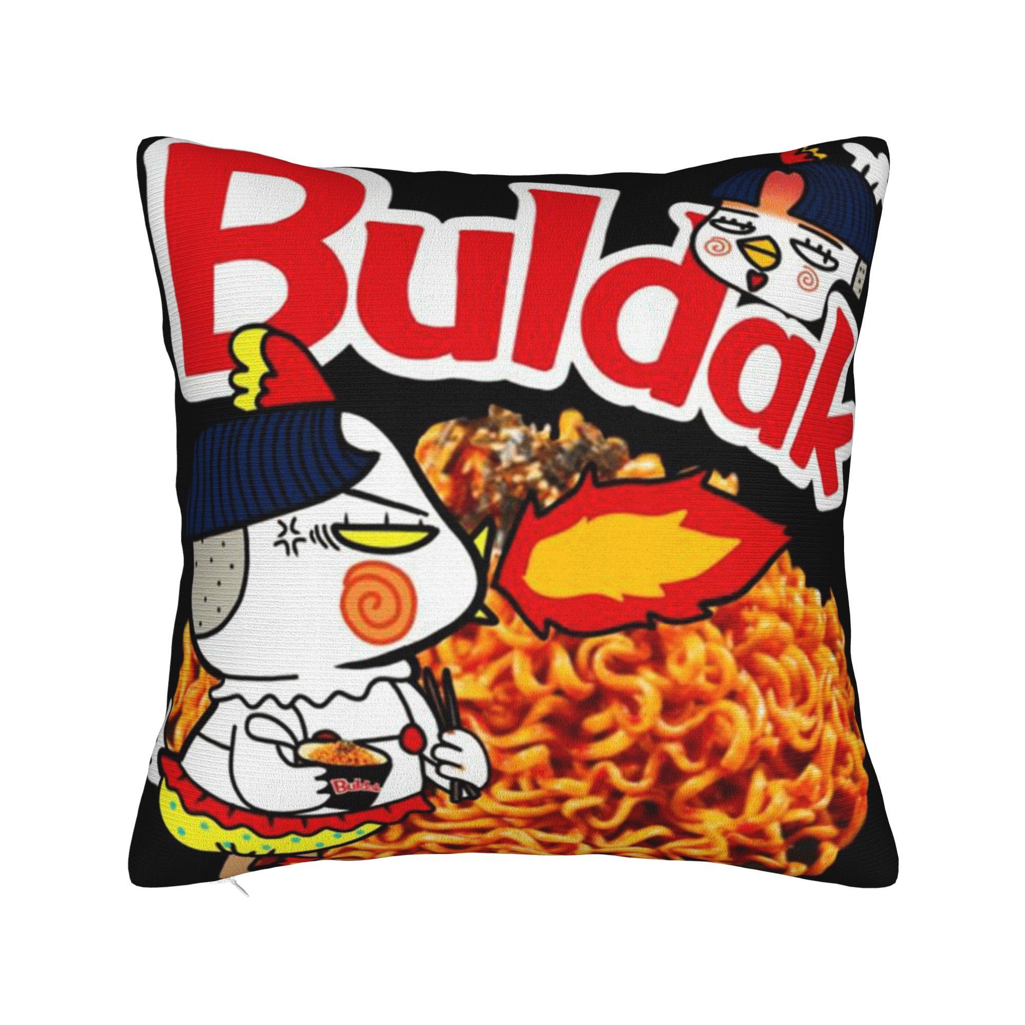 

Pillow Cover Buldak Hot Chicken Ramen Loves Kawaii Pillow Case For Sofa Couch Bed Living Room Pillowcases 12x12Inch