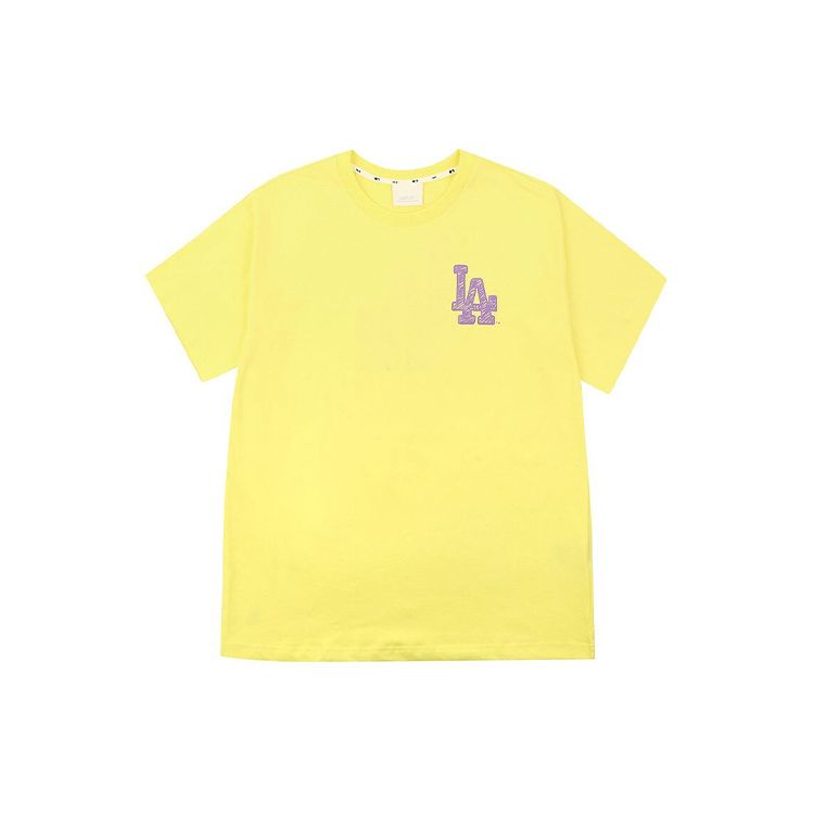 MLB Like Series Back Large Logo Loose Round Neck Dopamine Couple Short Sleeve T-Shirt Unisex T-Shirts Yellow 31TS15031-07Y