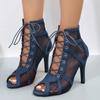 Summer New  Women High Top Dance Shoes Ballroom Salsa Tango Sandals Girl Fashion Party Mesh Cutout High  Sandalias