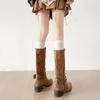 Maillard fashion retro style thick heel platform boots women's 2025 new spring and autumn season height increase and thin knight boots