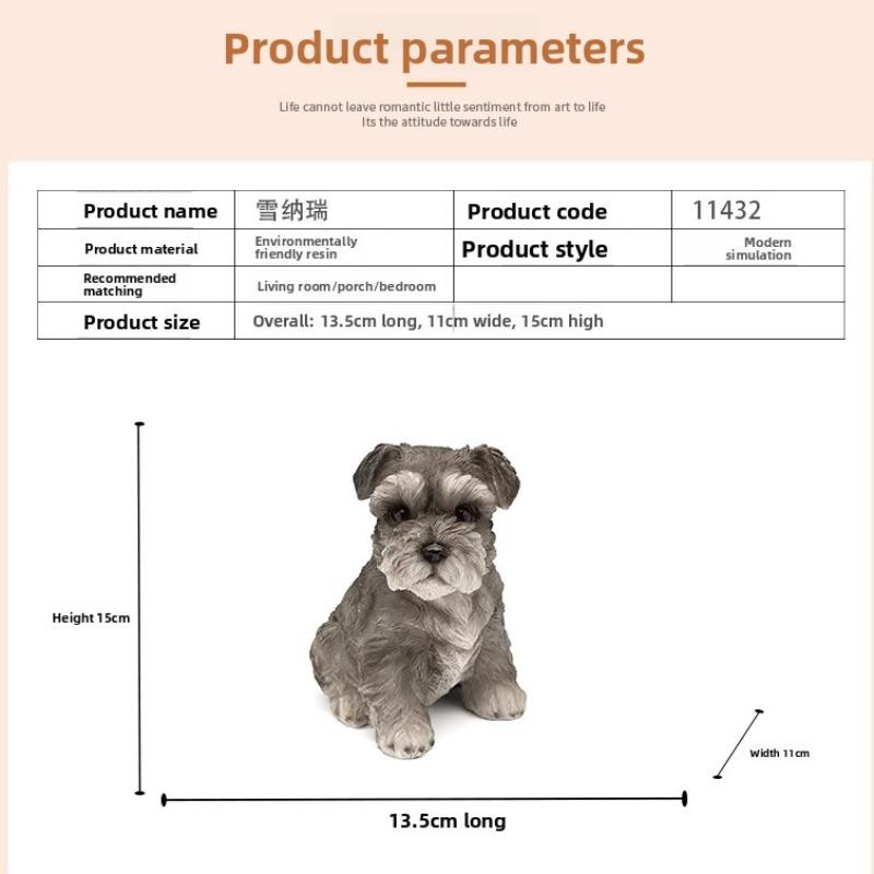 Creative Simulation Resin Dog Animal Sculpture Countertop Ornament Cute Sherena Teddy Dog Statue Model Interior Aesthetic Decor