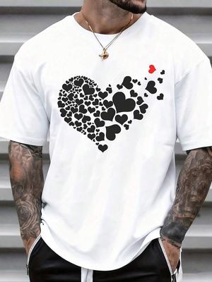 Graficzny T-shirt z Wzorem Serca Dla Unisex Walentynki Codzienne Ubranie