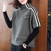 New Autumn Short Knit Coat Women Houndstooth Versatile Casual Fake Two Piece Outerwear Basic Top