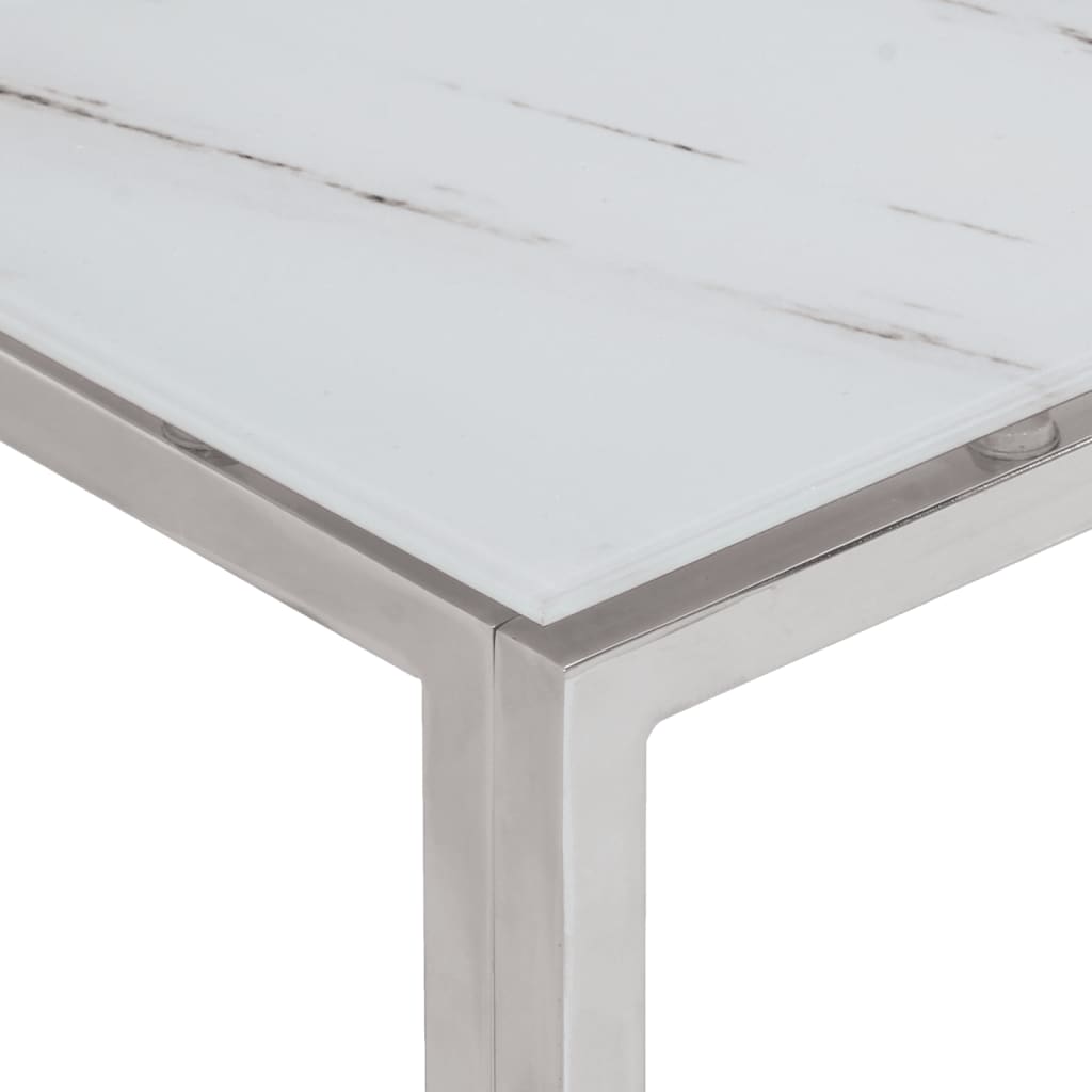  Coffee Table, Silver, Stainless Steel and Tempered Glass