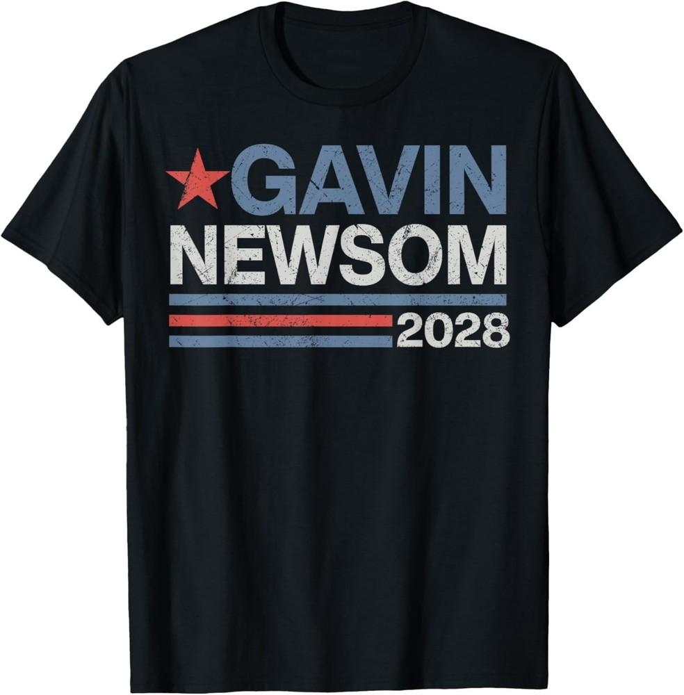 Newsom 2028 President 48 US Flag Election Campaign Men Women T-Shirt 4XL