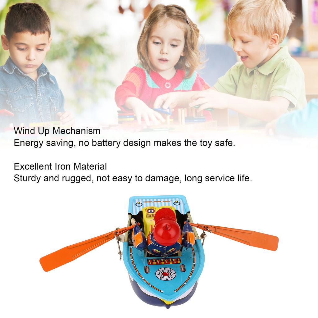 Row Boat Decor Iron Innovative Multifunctional Vintage Miniature Wind Up Toy Tabletop Row Boat Ornament for Filming
