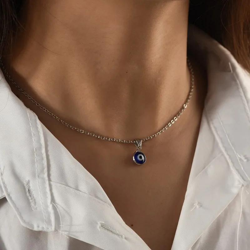 Turkey Evil Eye Pendant Necklaces for Women Girls Friends Blue Turkish Demon Eyes Chokers Gold Color Chain Necklace Jewelry
