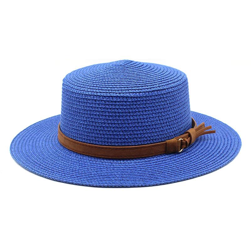 British Retro Straw Hat Men'S And Women'S Summer Travel Sunscreen Visor Flat Top Casual Versatile Top Hat