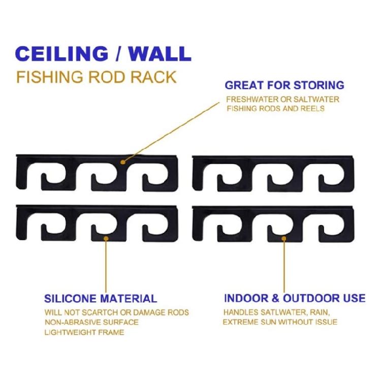Space Saving Fishing Pole Storage Wall Ceiling Rod Rack Holds 6 Rods Rod Holder