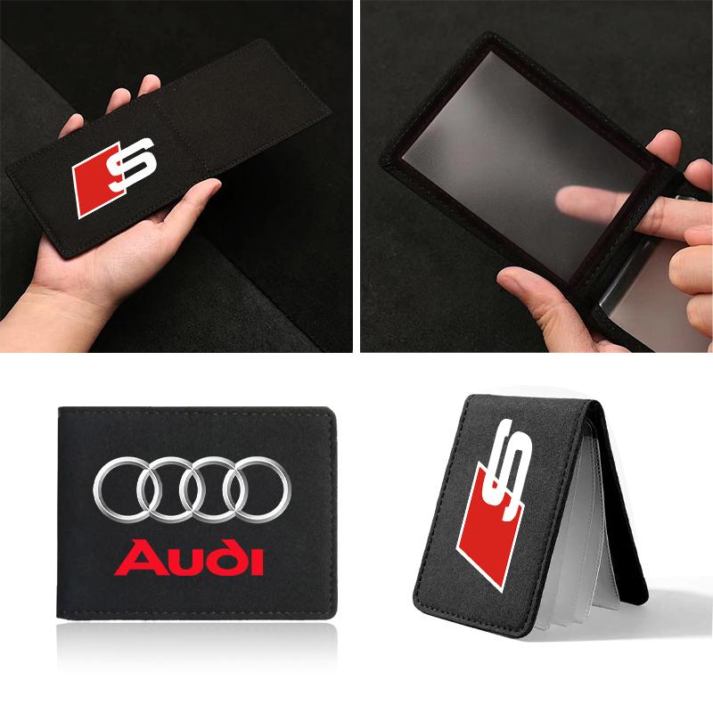 1Pcs Leather Credit Card Case Car Driving Documents Protective Case For Audi B5 B6 B7 B8 B9 A3 8P 8V 8L A5 A6 C6 C5 C7 4F A1 A7 A8 Q2 Q3 Q5 Q7 TT