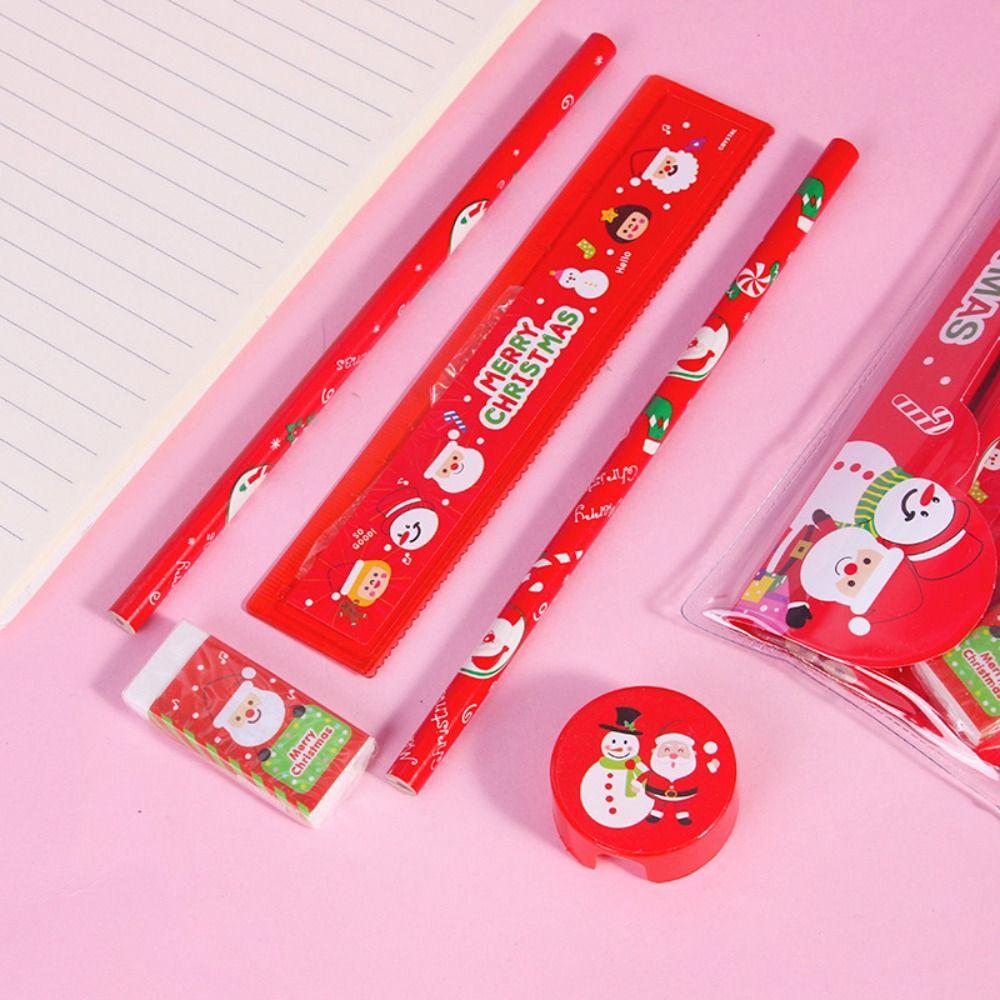 Ruler Christmas Stationery Set Student Gift Box Christmas Stationery Gifts  School Supplies