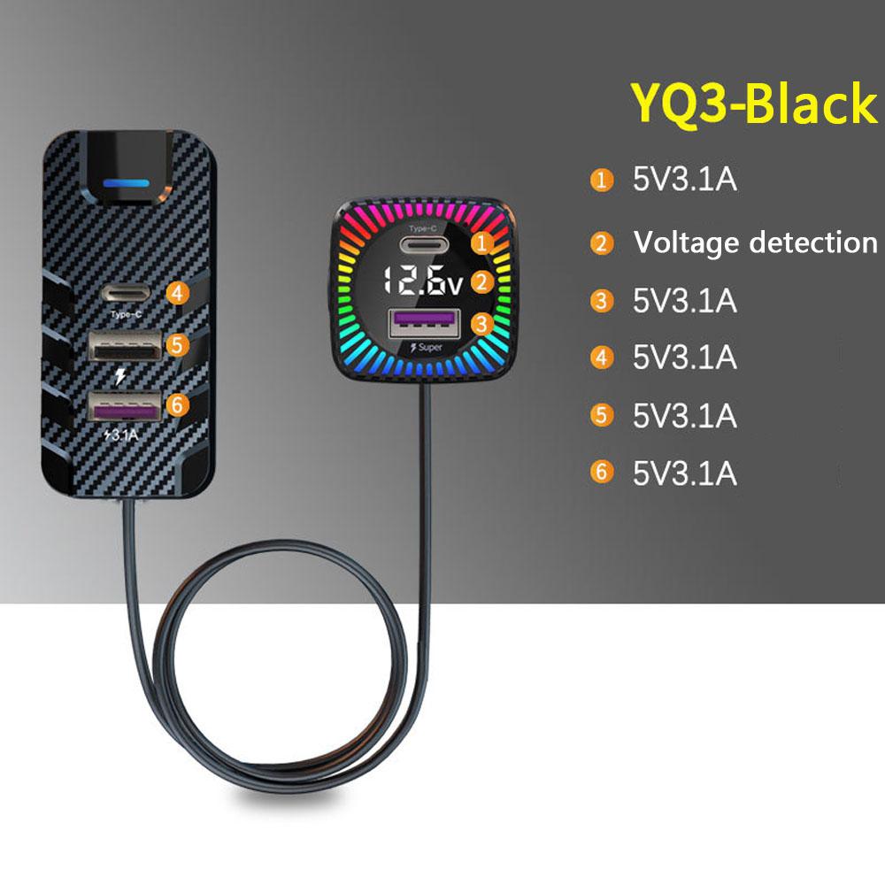 

Car USB Charger, Multi-functional, 66W Super Fast Charging, Rear Seat Multi-port Wired Phone Charger for Cars