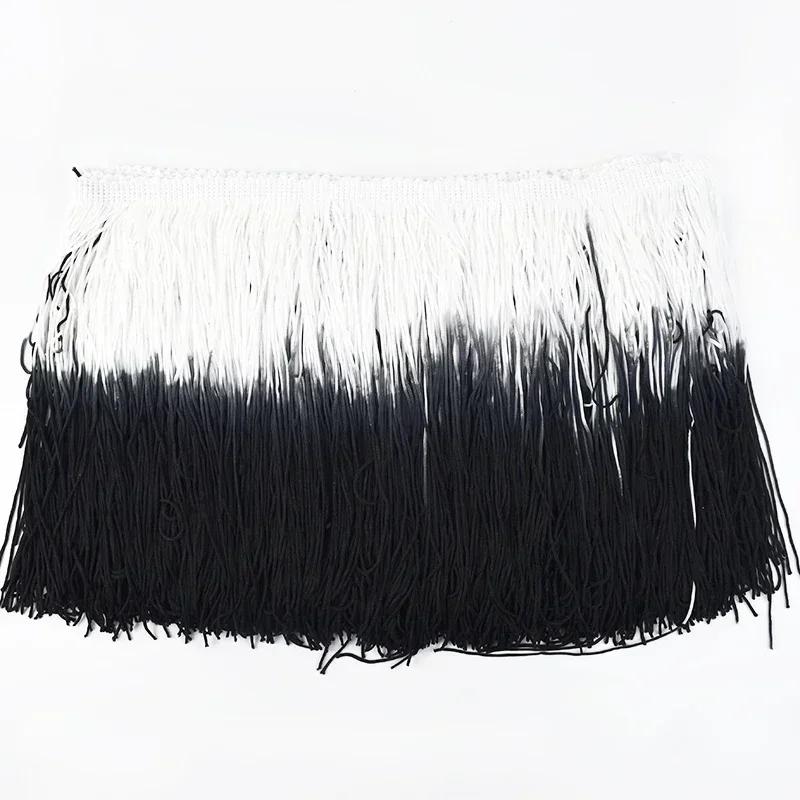 Meetee 2/3/5M 20cm Coloured Fringe Tassel Clothing Curtain Lace Trim Webbing Ribbons for Sewing Latin Dress Fabric Accessories