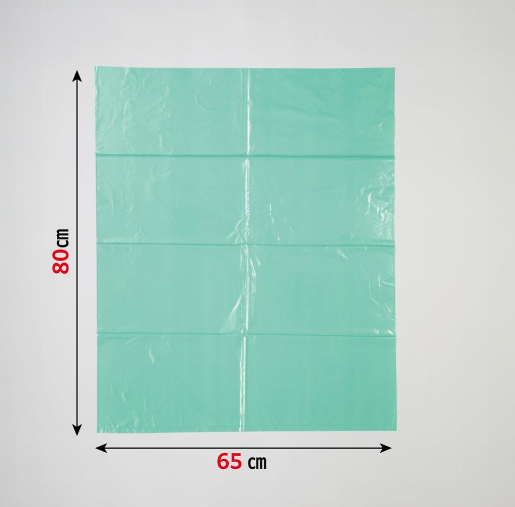 Japax Green Garbage 80cm x 65cm x Polyethylene Color For Commercial CCG45 Bags, 45L, 0.003mm Thick, Bags, Type, Green, Smooth, Use, Crafts, 10-Count,