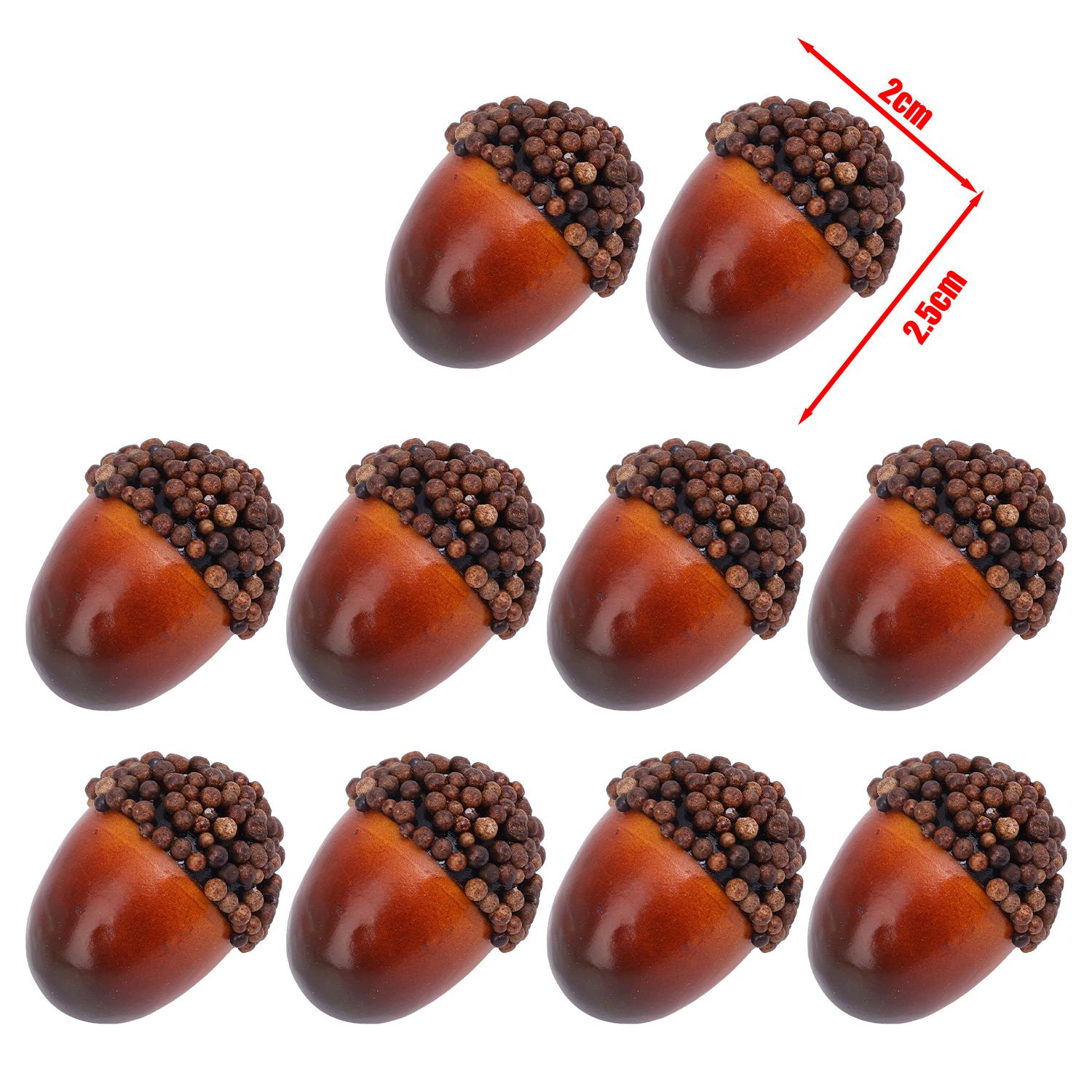 

50/10 шт. Мини реалистичные искусственные желуди, дубовые орехи, имитация сосновых шишек, поддельные фрукты, украшение для дома, рождественские безделушки 10PCS