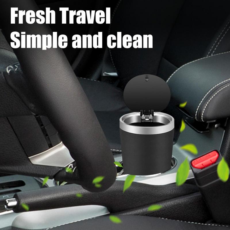 Compact Leakproof Mini Car Trash Can with Easy-Press Pop-Up Lid Durable Odor-Blocking Waterproof ABS Bin for Cup Holders Storage
