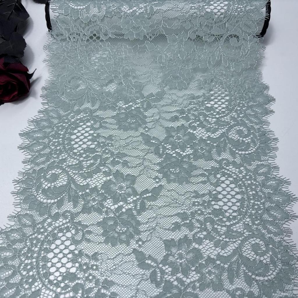2.7m x 25cm Chantilly Lace, Non-stretch French Eyelash Lace Fabric for Sewing, Lingerie, Bra, Underwear, Dress, Garment, Crafting