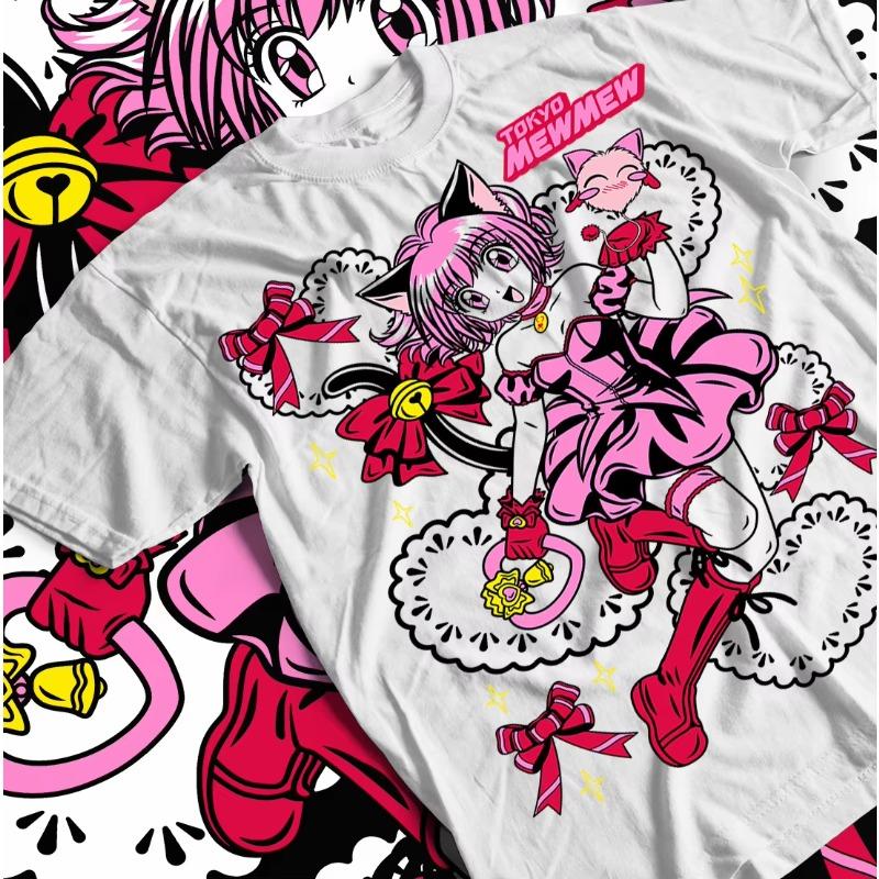 Trend Summer Cosplay Neutral Black and White Tokyo Mew Magical Girl Harajuku Anime Shirt All Sizes Ichigo Momomiya T-Shirt