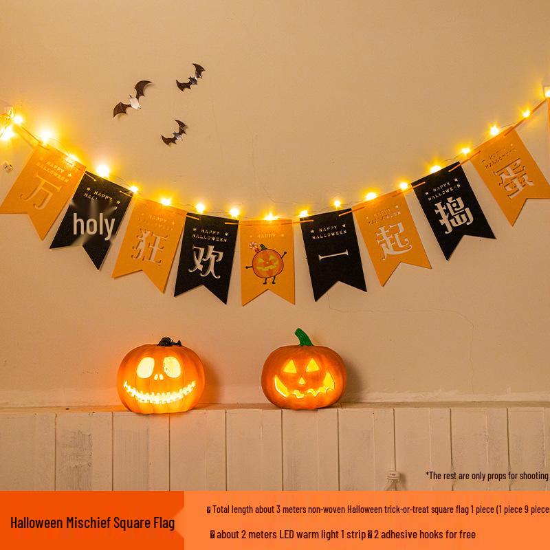 Luminous Halloween Party Pumpkin Bunting Decoration for Mall and Store Events