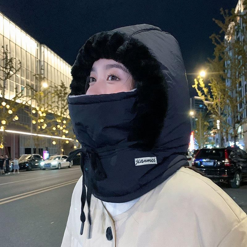 Plush-Lined Thickened Thermal Hat with Face Mask for Men and Women, Ski Winter Face Mask, Winter Camping Hooded