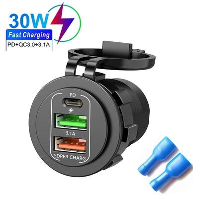 Universele 12-24V Motorfiets Autolader Dubbele USB Type-C Lader Adapter Waterdichte Voedingsaansluiting voor Auto Vrachtwagen ATV Boot