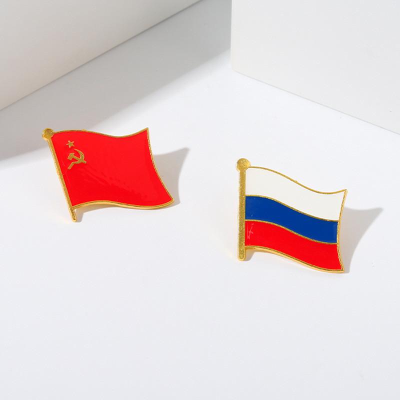 Flag Colorful Chic Badge Brooch Unique Geometric Metal Pin For Trendy Clothing And Bags