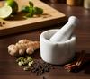 KLEO 2.5" Diameter White Marble Stone Mortar and Pestle Set Spice, Medicine Pill Crusher Masher - Small Size