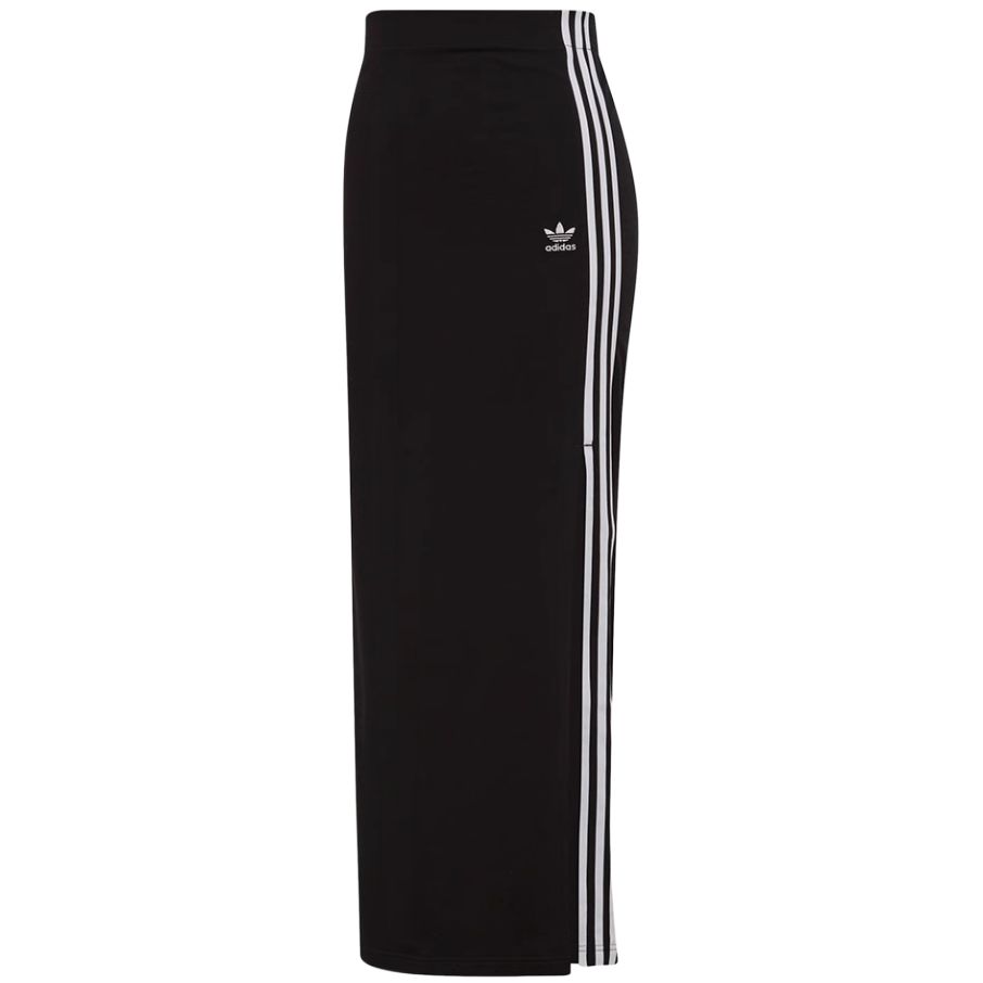 Adidas Originals Sports Lifestyle Series Striped Fashion Comfortable Breathable Mid-Rise Casual Long Skirt Women skirts Black FH7994